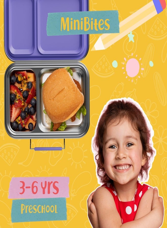 AOHEA Stainless Steel Lunch Box for Kids, Leak Proof Bento Lunch Box BPA Free 304 Stainless Steel Bento Box Stainless Bento Box with Containers for School and Office(Purple) - Image 2